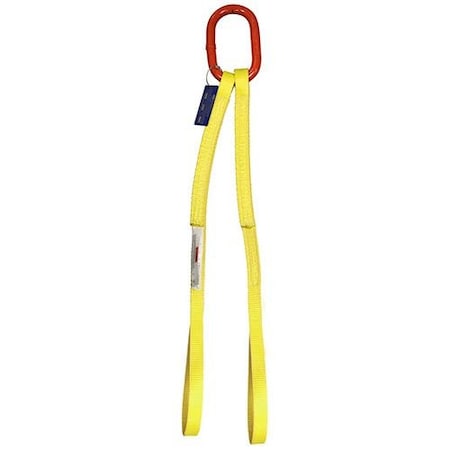 Hsi Two Leg Nylon Bridle Slng, One Ply, 2 in Web Width, 10ft L, Oblong Link to Eye, 6,000lb DO-EE1-802-10